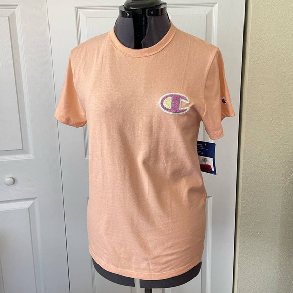 NWT Champion Women's 100% Cotton Heritage Tee in Certain Peach • Size M 🗣 - Picture 2 of 3